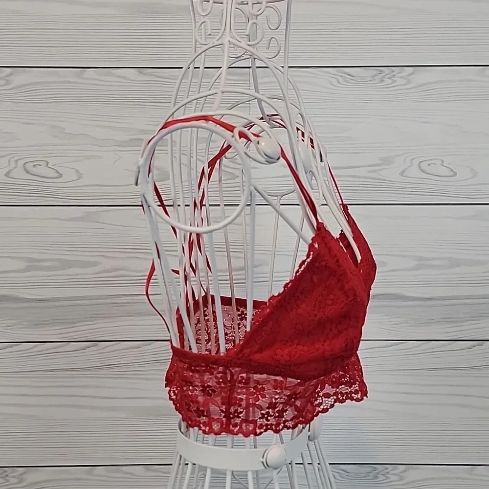Flirtitude bralette candy apple red strappy backline Women's Size S